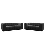SOFASET Solvie 2-3 In Moly - Anthrazit, Holzwerkstoff/Textil (230/75/106cm) - Fun Möbel