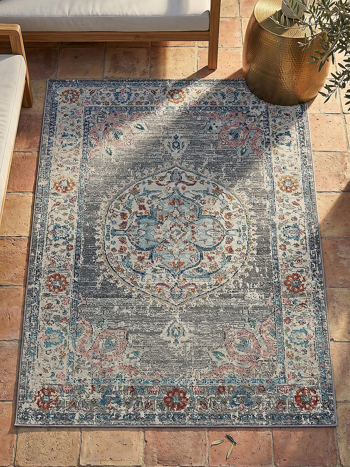 TEPPICH Outdoor Orientalisch LIMMAT Polypropylen Grau 120 x 170 cm - Grau, Textil (120/170cm) - KADIMA DESIGN
