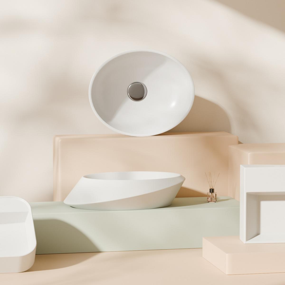 WASCHBECKEN mit pflegeleichter Oberfläche Weiß 41,5 / 33,5 / 13 cm - Weiß Hochglanz, Keramik (41.5/13/33.5cm) - EMKE