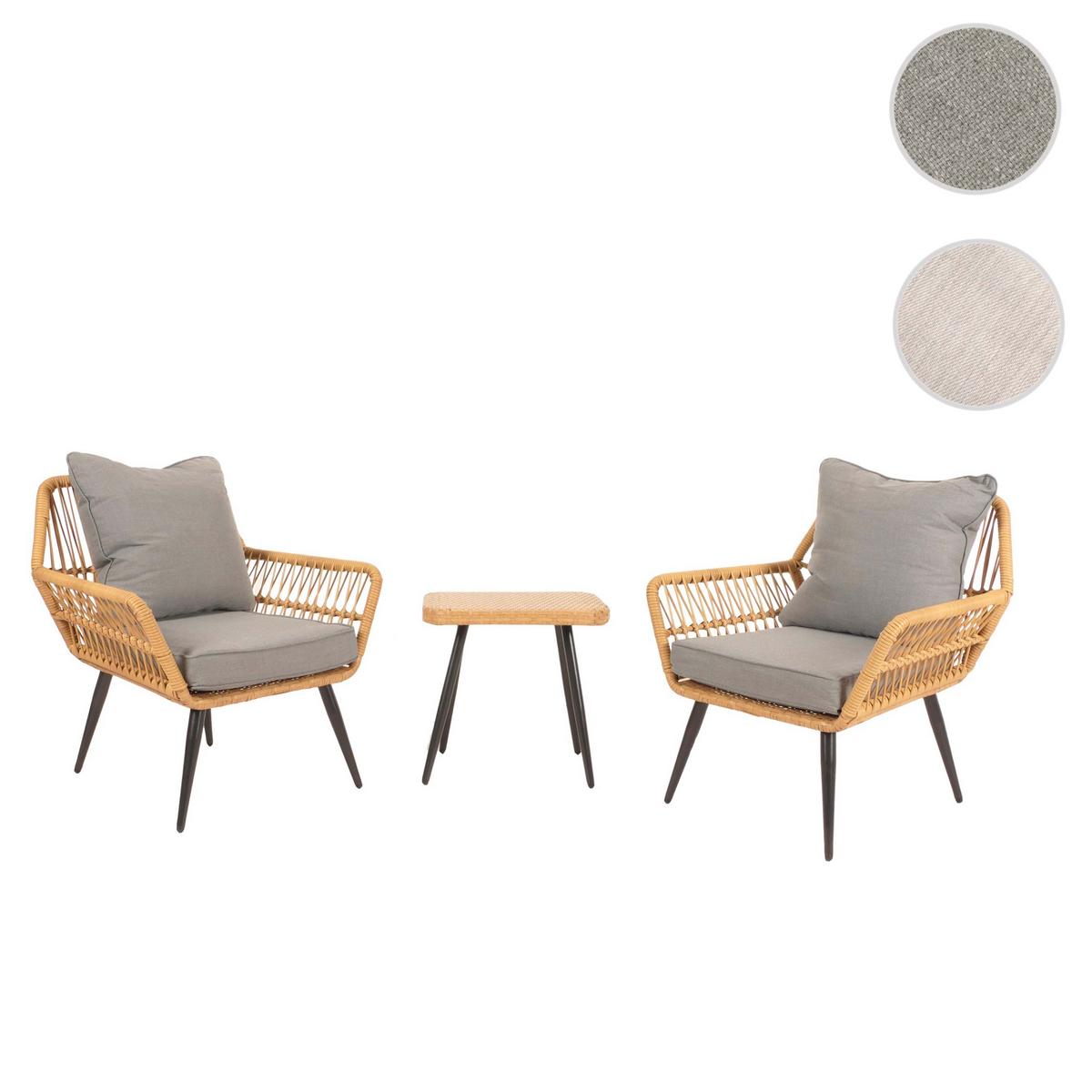 POLY-RATTAN GARNITUR Grau - Grau, Kunststoff - MCW