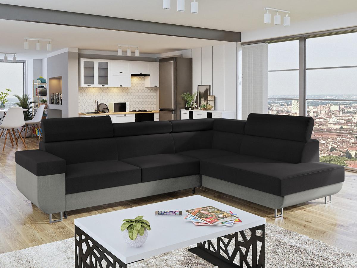 ECKSOFA Fonti, Seite: Rechts - Schwarz, Holz/Textil (253/188cm) - MIRJAN24