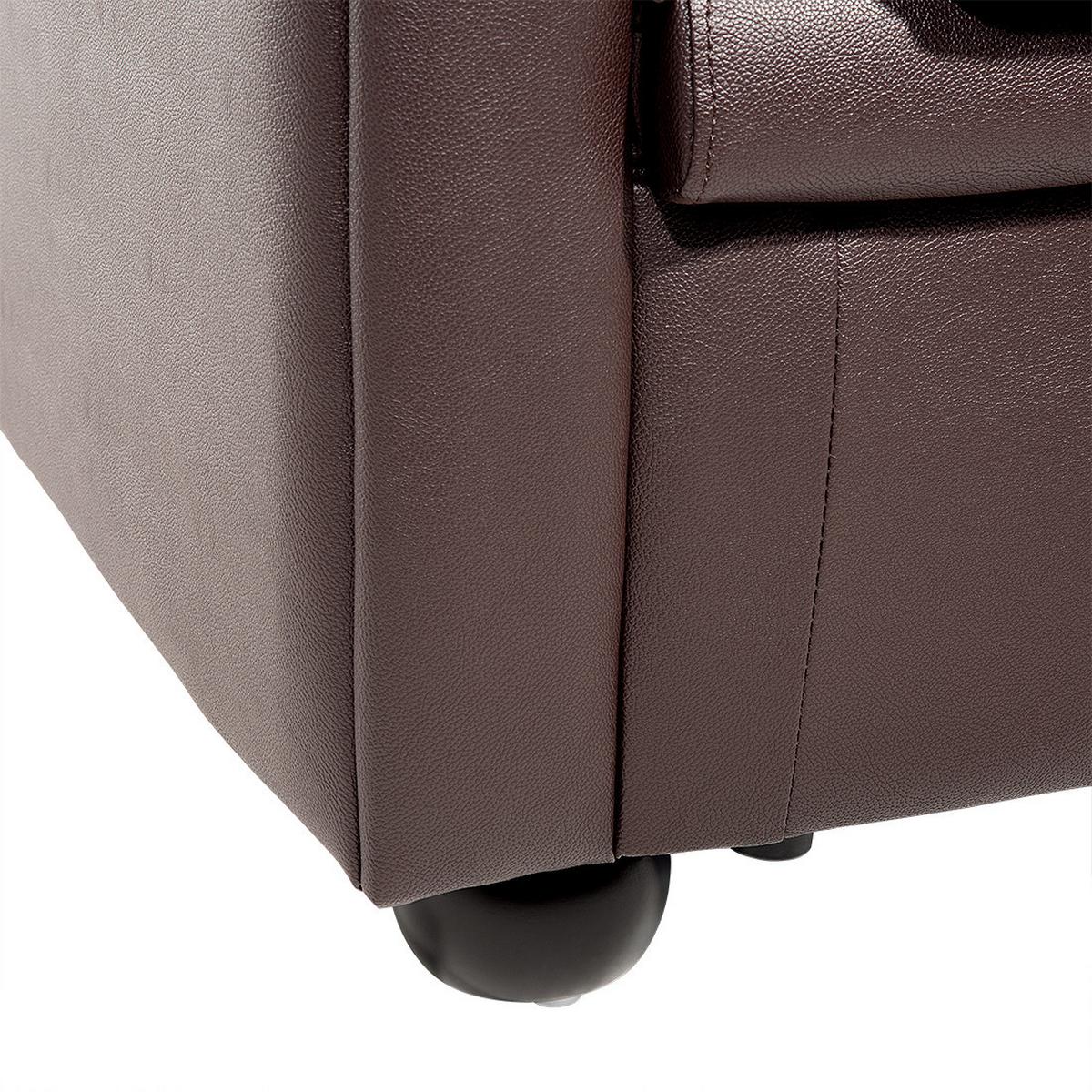 SOFA Leder Braun Chesterfield - Dunkelbraun, Leder/Fell (195/70/75cm) - Beliani