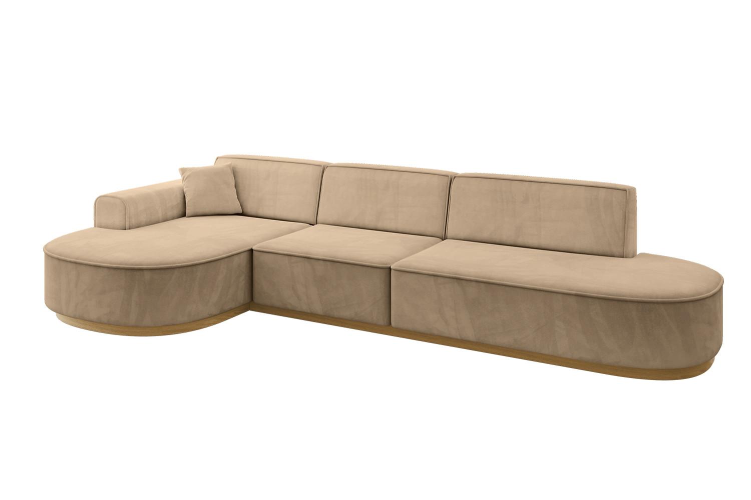 ECKSOFA Ottomane Links MARI-L2-v2 - 328x171x83 cm Taupe Velours - Taupe, Holzwerkstoff/Textil (328/171cm) - ALTDECOR