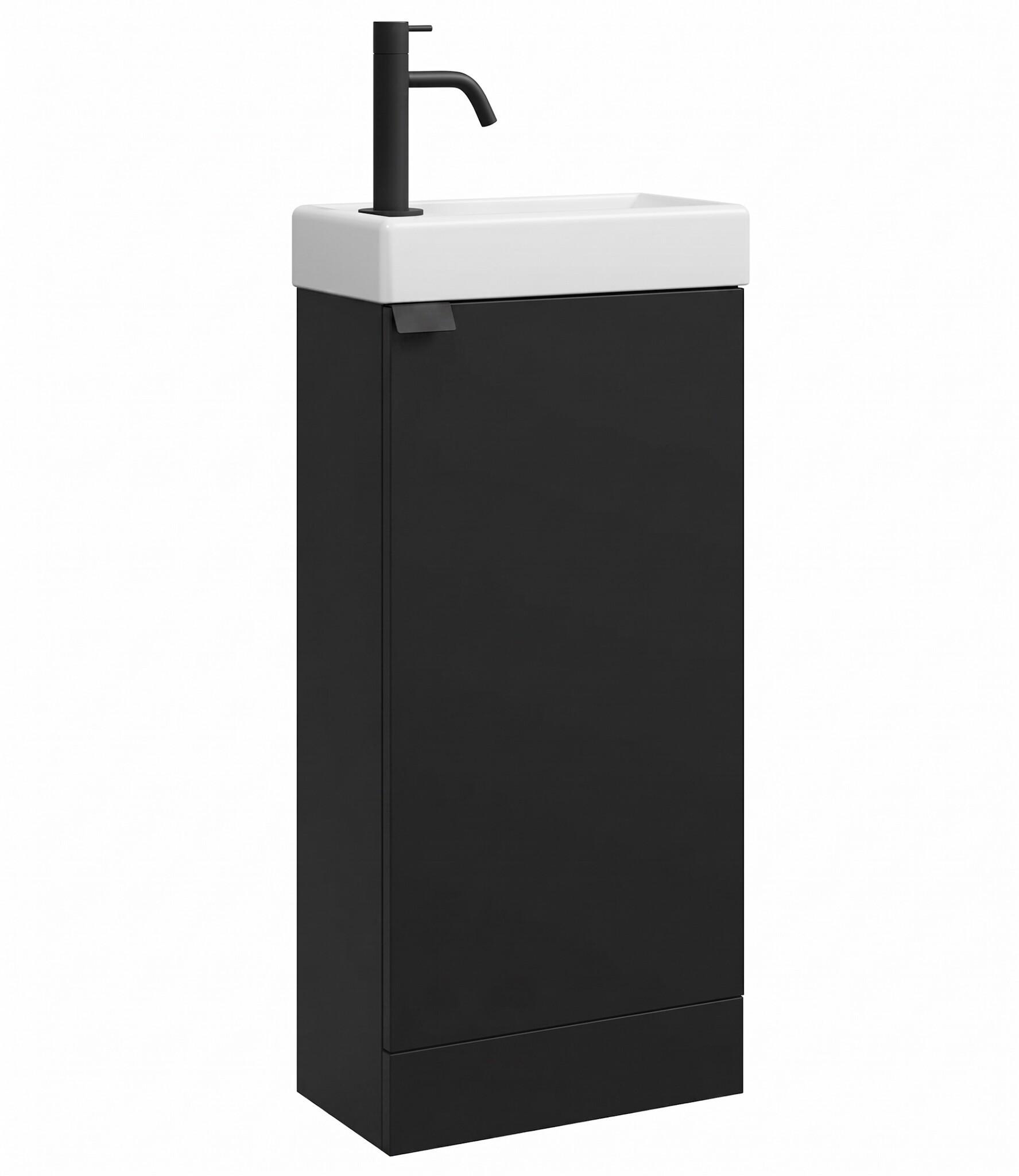 GÄSTE-WC-MÖBELSET Orion 2 Teile Schwarz Matt - 40 x 22 x 88 cm - Schwarz, Holz (40/88/20cm) - Badplaats