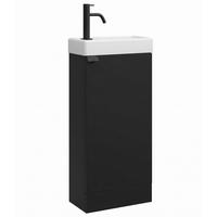 GÄSTE-WC-MÖBELSET Orion 2 Teile Schwarz Matt - 40 x 22 x 88 cm - Schwarz, Holz (40/88/20cm) - Badplaats