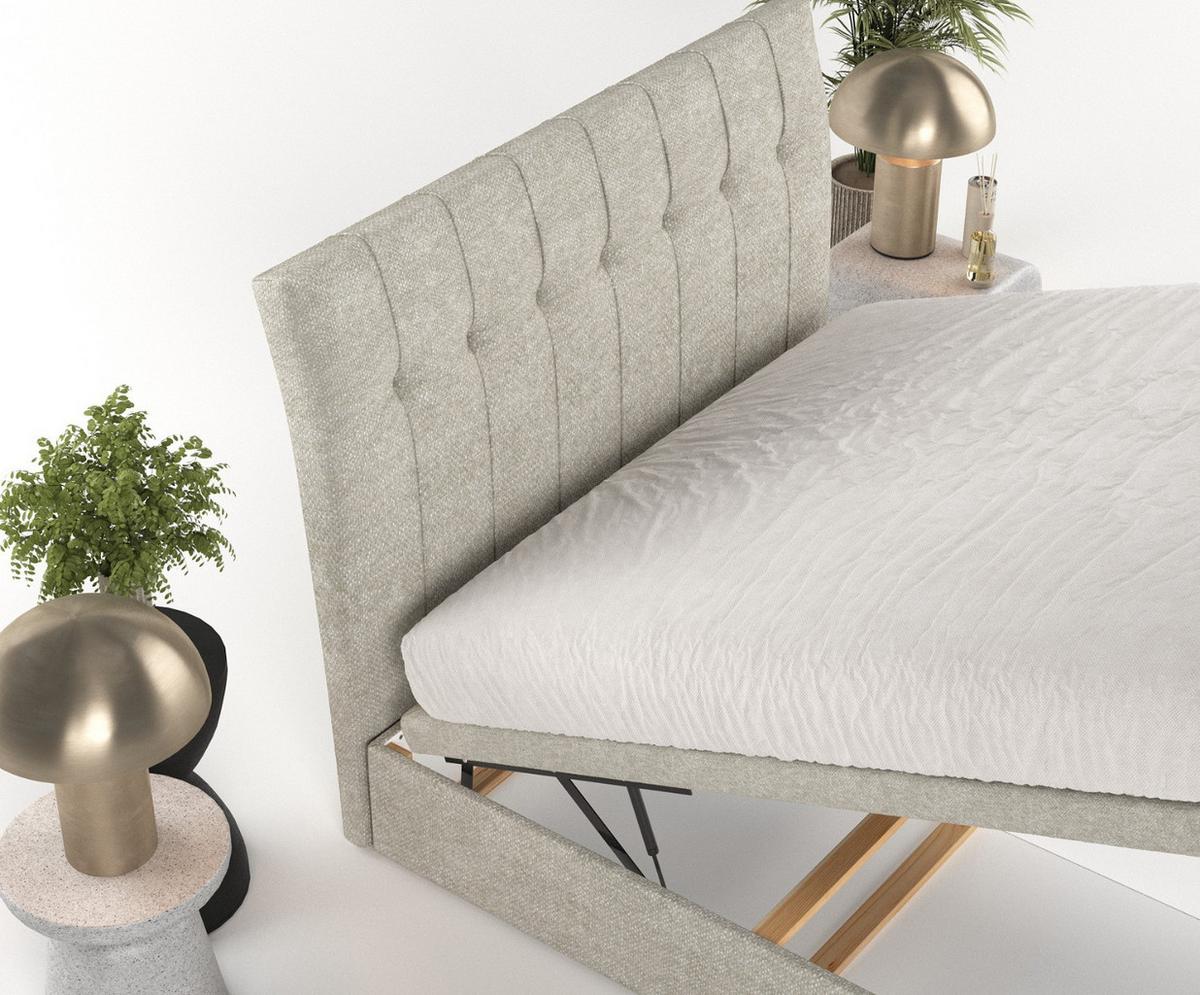 POLSTERBETT Kelsea mit Stauraum 140/200 cm Beige im Alta Stoff - Beige/Schwarz, Holz/Holzwerkstoff (140/200cm) - AltaBeds
