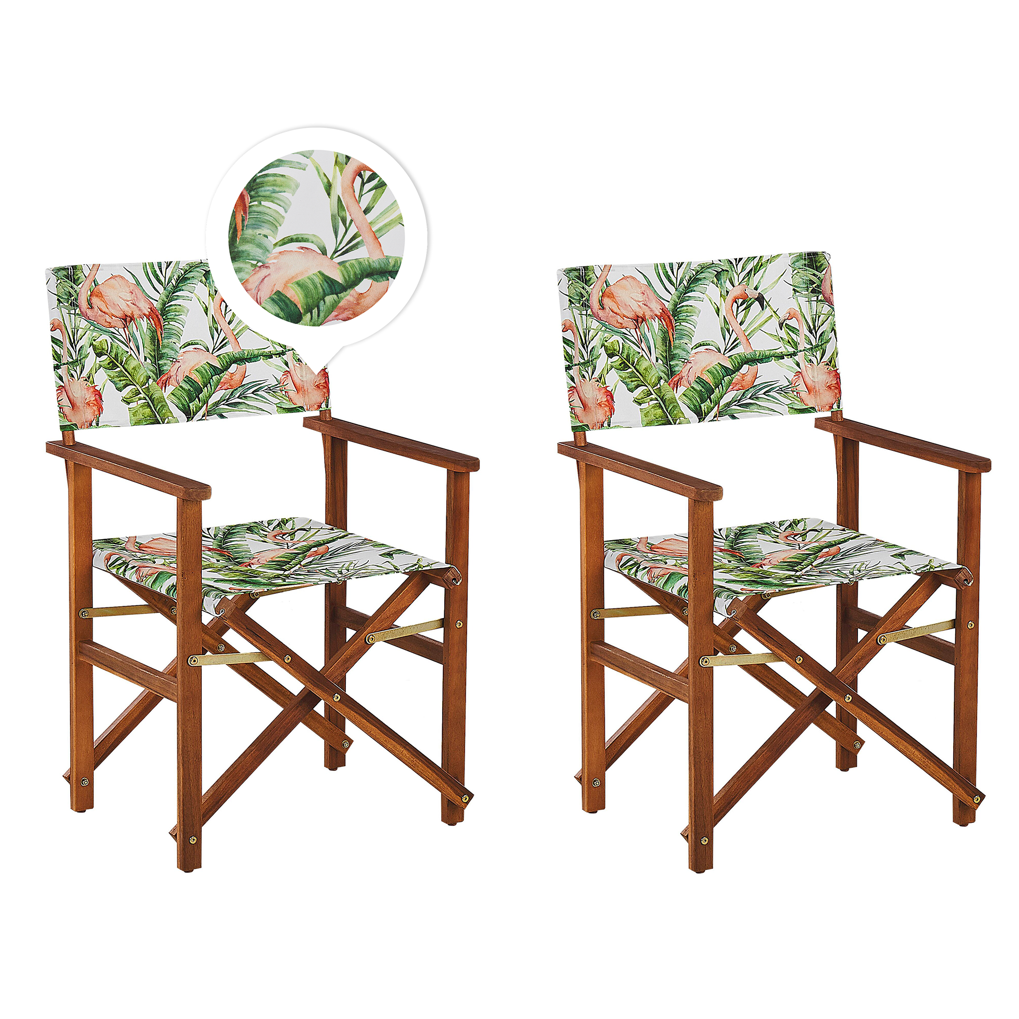GARTENSTUHL 2er-Set Akazienholz dunkelbraun Auflagen cremeweiß/bunt Cine - Dunkelbraun/Multicolor, Holz (50/91/50cm) - Beliani