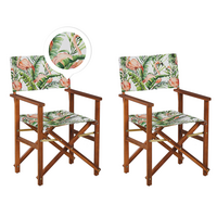GARTENSTUHL 2er-Set Akazienholz dunkelbraun Auflagen cremeweiß/bunt Cine - Dunkelbraun/Multicolor, Holz (50/91/50cm) - Beliani