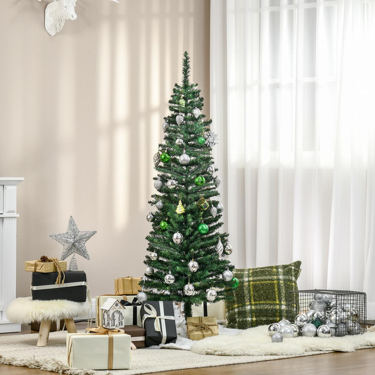 WEIHNACHTSBAUM Christbaum Kunsttanne Tannenbaum mit Beere Metallfuß PET - Grün, Kunststoff (150cm) - HOMCOM