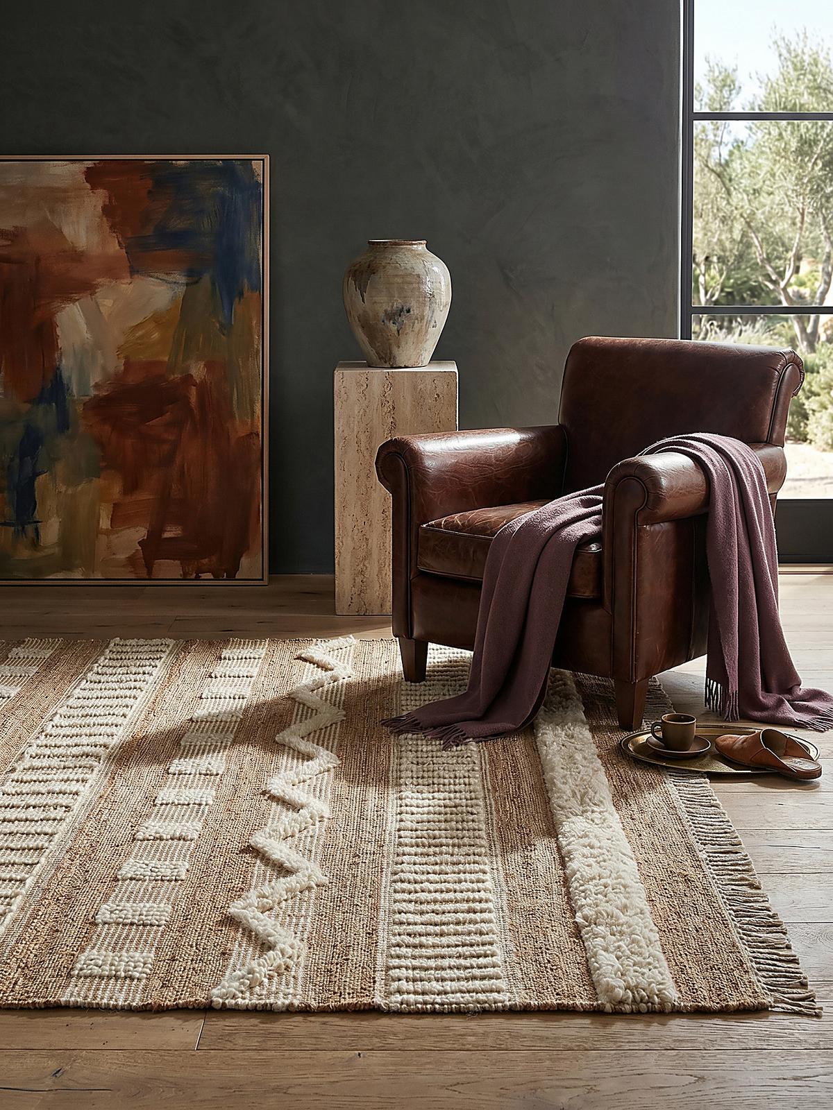 TEPPICH aus Jute handgewebt WHARFE in Braun-Beige, geometrisch, 160 x 230 cm - Braun, Textil (230/160cm) - KADIMA DESIGN