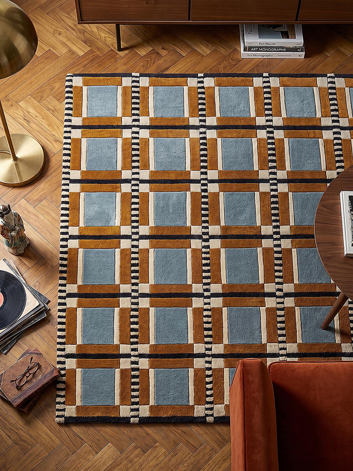 TEPPICH aus Wolle, handgetuftet, ORRIN, in Multi, Fensterkaro-Raster, 140 x 200 cm - Multicolor, Textil (140/200cm) - KADIMA DESIGN