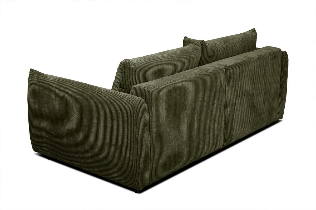 SOFA TAUER 3-Sitzer, olivgrün - Schwarz/Olivgrün, Holzwerkstoff/Kunststoff (112/84/206cm) - Wozimo