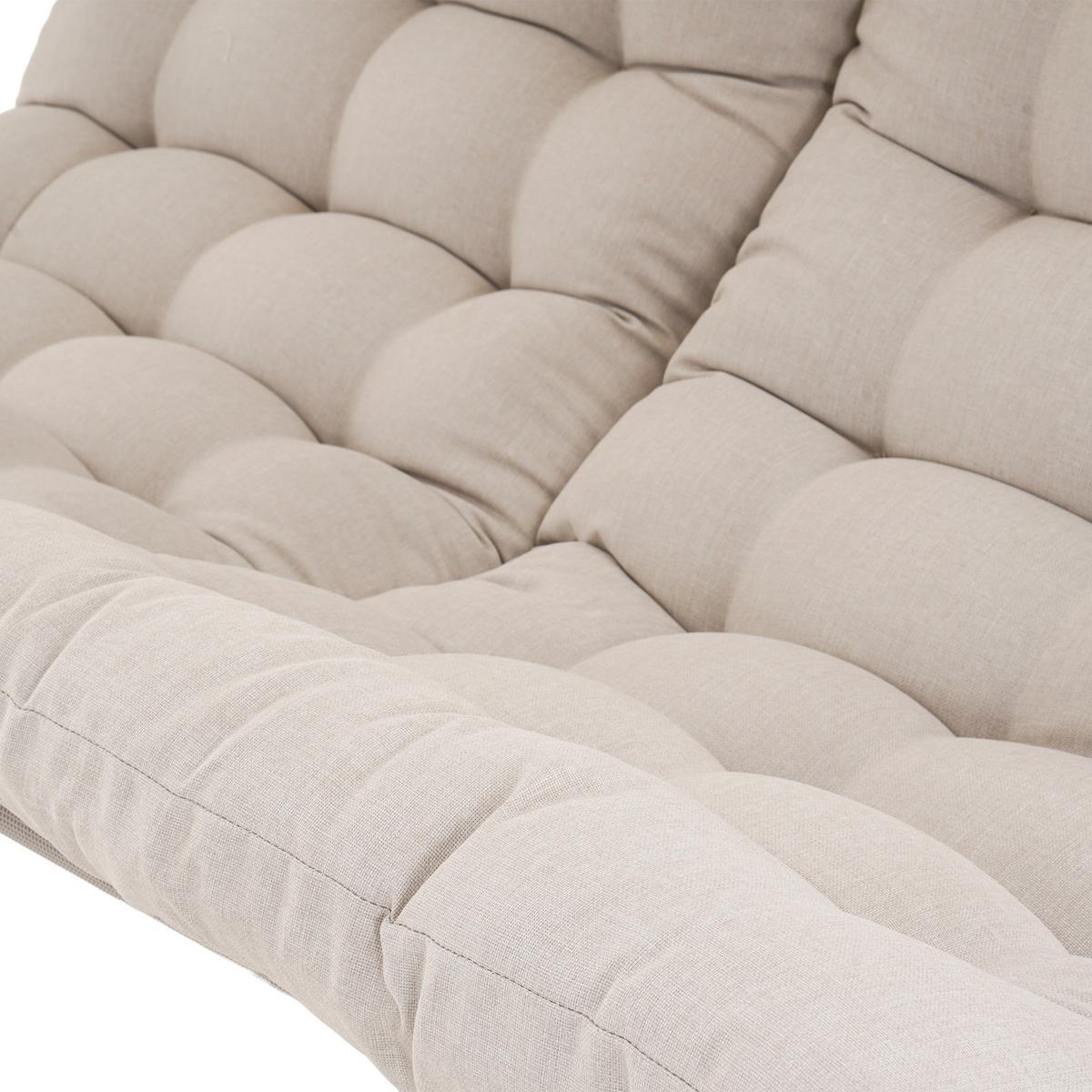 HOLLYWOODSCHAUKEL Garda 2-Sitzer mit Sonnendach und dickem Polster, Beige, Metallrahmen - Beige, Metall (214/202/154cm) - Beautysofa