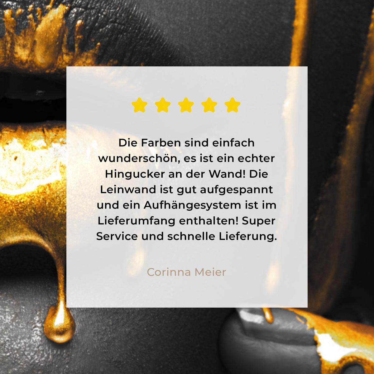 LEINWANDBILD Frau - Schwarz - Gold - Gesicht - Lippen Deko Groß 90x90 cm - Goldfarben, Textil (90/90cm) - MuchoWow