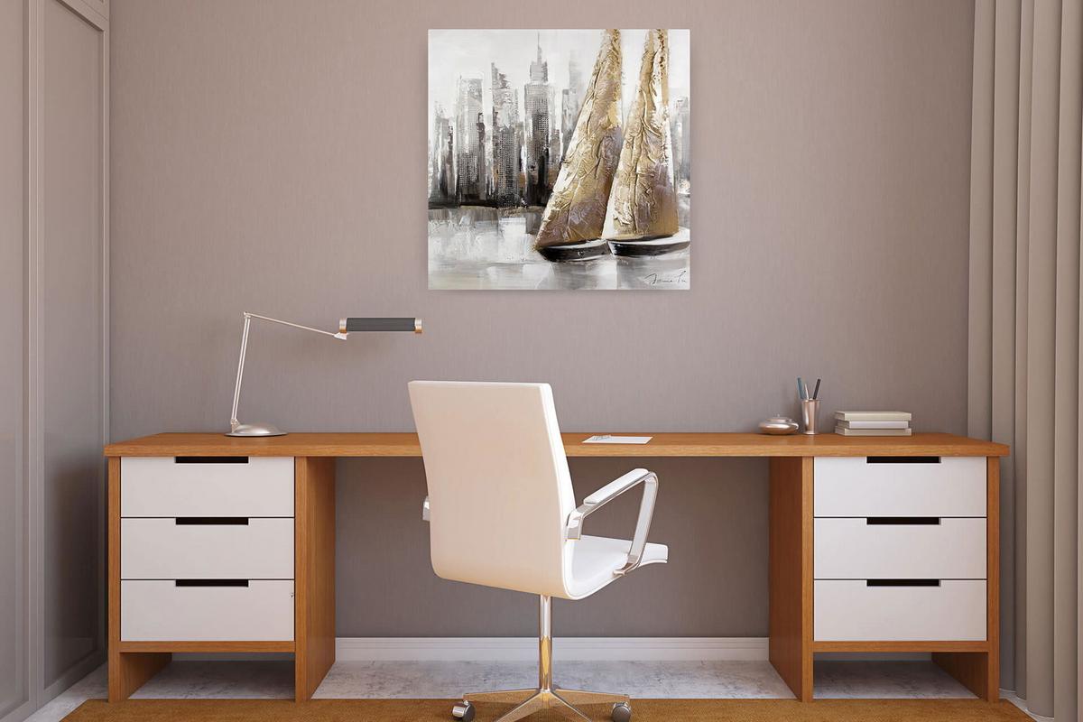 ÖLGEMÄLDE 80/80 cm - Grau, Holz/Textil (80/80cm) - KUNSTLOFT