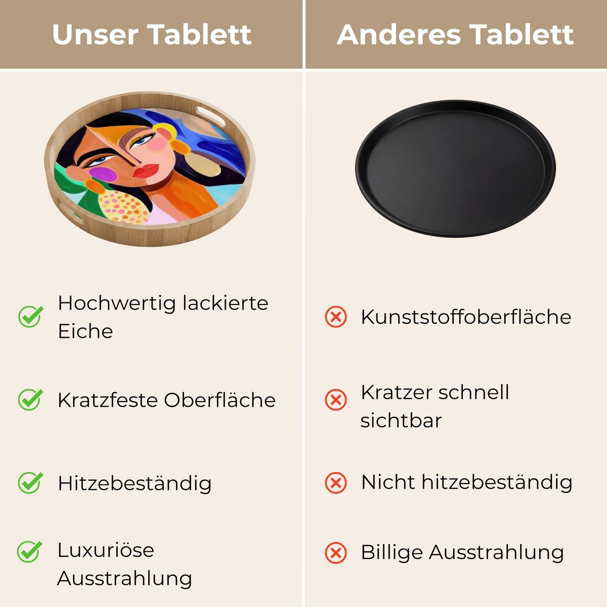 TABLETT Porträt - Frau - Modern 50x50 cm - Multicolor, Holz (50/5/5cm) - OnlyWow