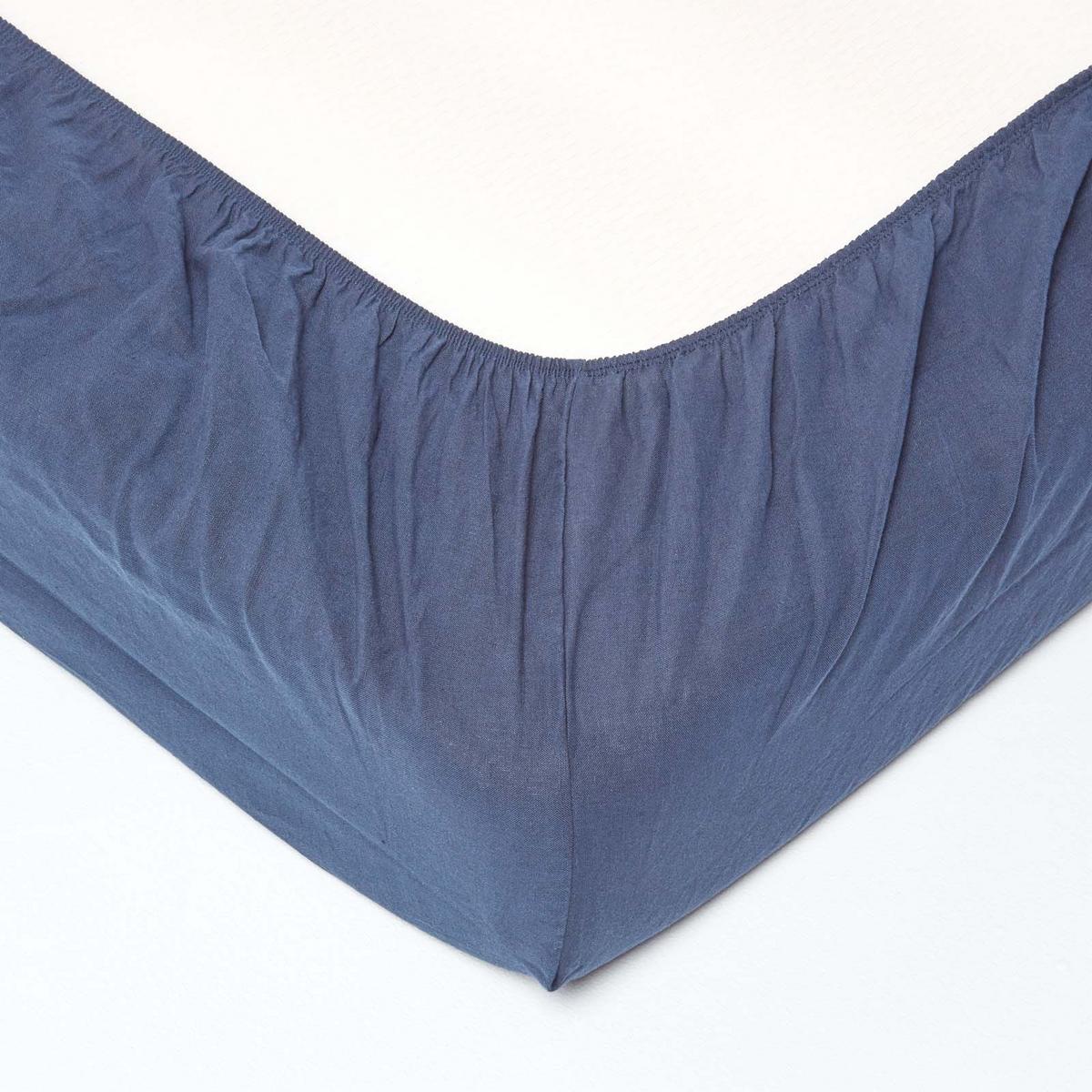 LEINEN-SPANNBETTLAKEN extra hoch, 60% Leinen & 40% Baumwolle - Blau, Textil (140/190cm) - Homescapes