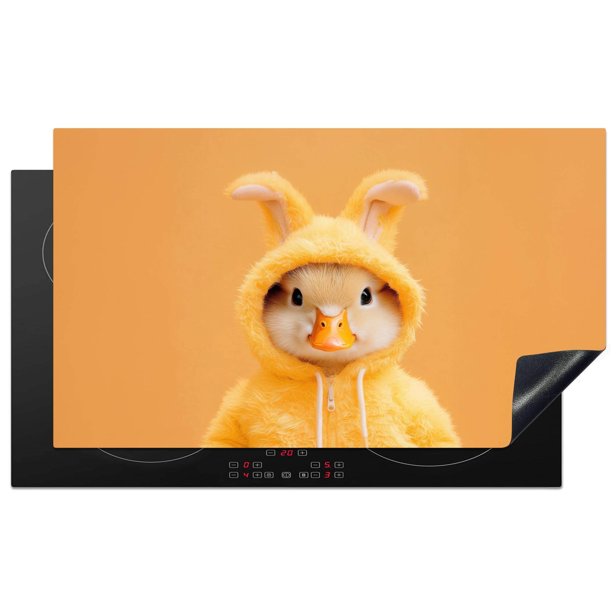 HERDABDECKPLATTE Osterhase - Kostüm - Ente Ceranfeldabdeckung 90x52 cm - Gelb, Kunststoff (90/52/0.2cm) - MuchoWow