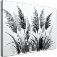 LEINWANDBILD Pampasgras 90x60cm - Schwarz, Textil (90/60cm) - Feeby