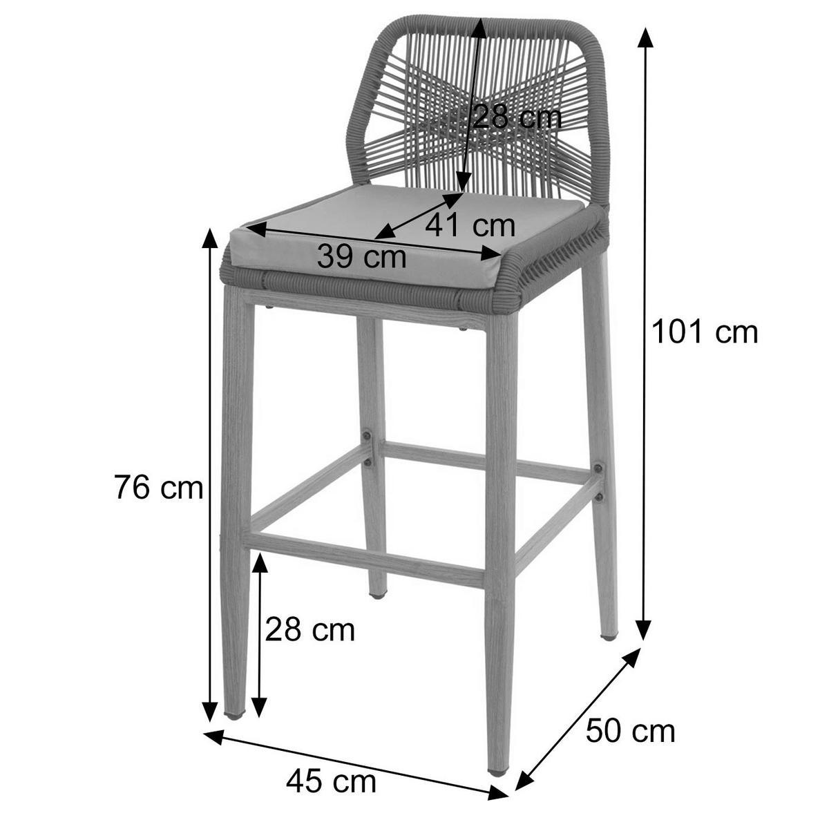 BARHOCKER Anthrazit, Grau - Anthrazit/Grau, Metall (45/101/50cm) - MCW