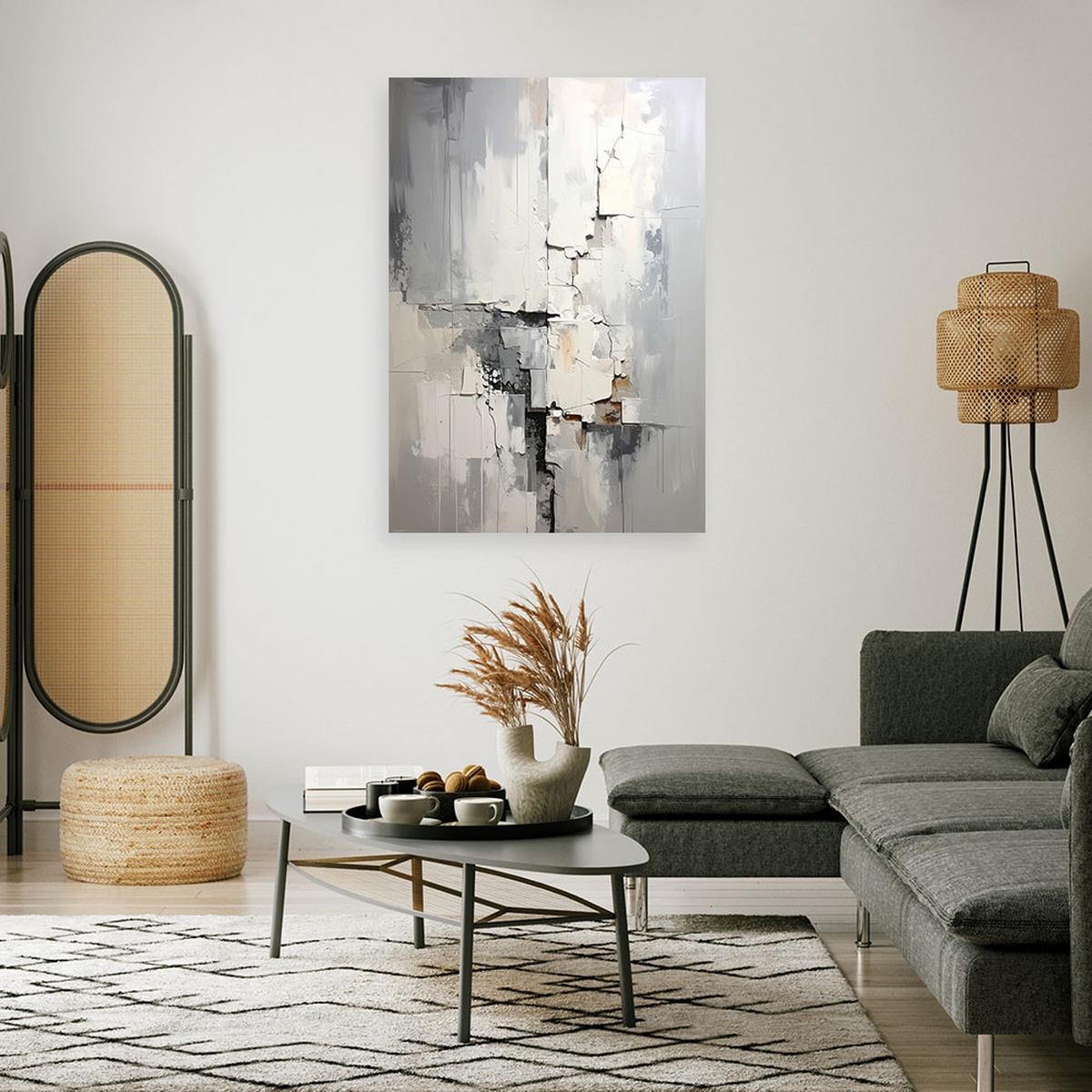 LEINWANDBILD, Grau beige moderne Abstrakt - Grau, Textil (80/120cm) - Feeby