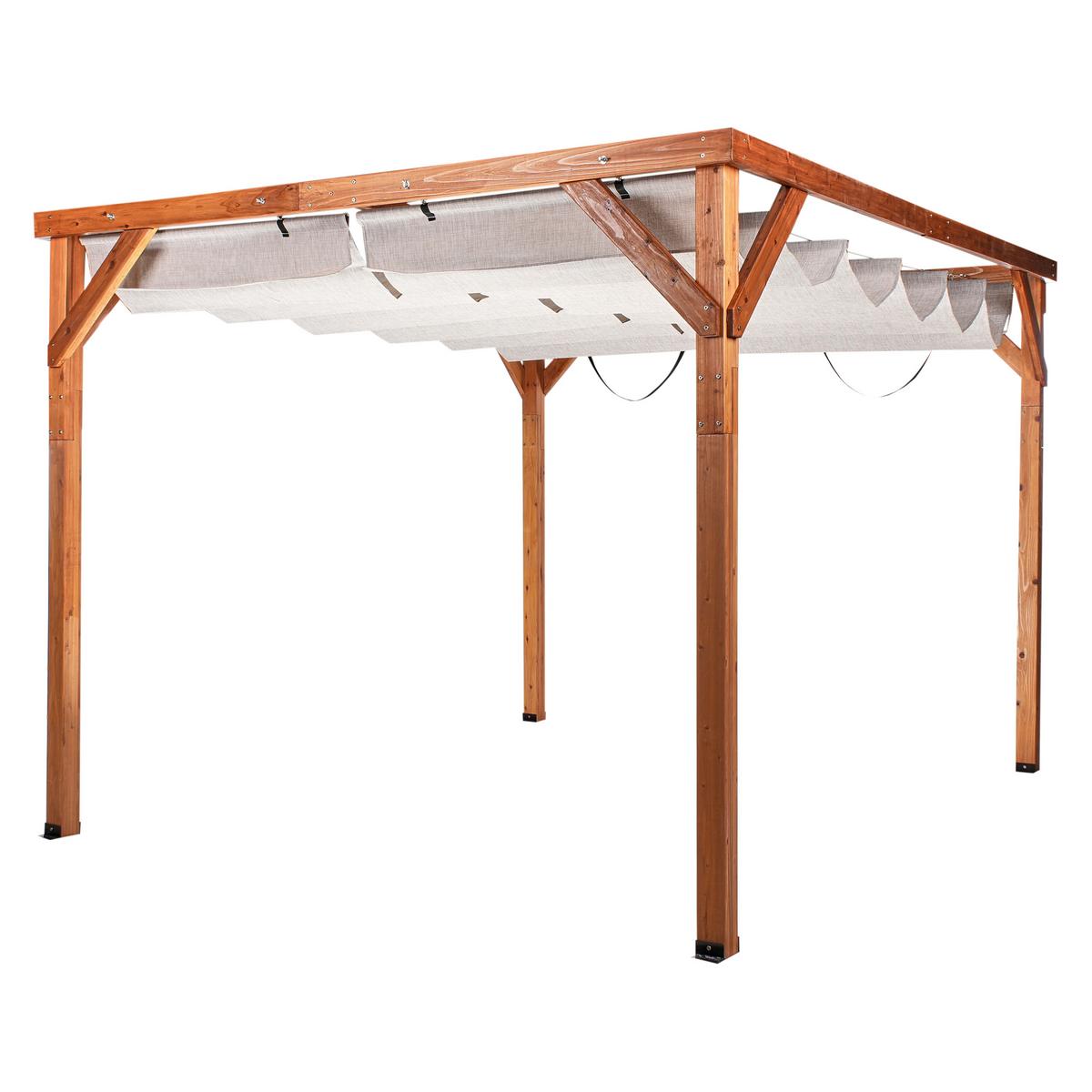 PAVILLON Tannenholz 320/380 cm Braun/Beige Villarosa - Beige/Braun, Textil (320/250/380cm) - Beliani