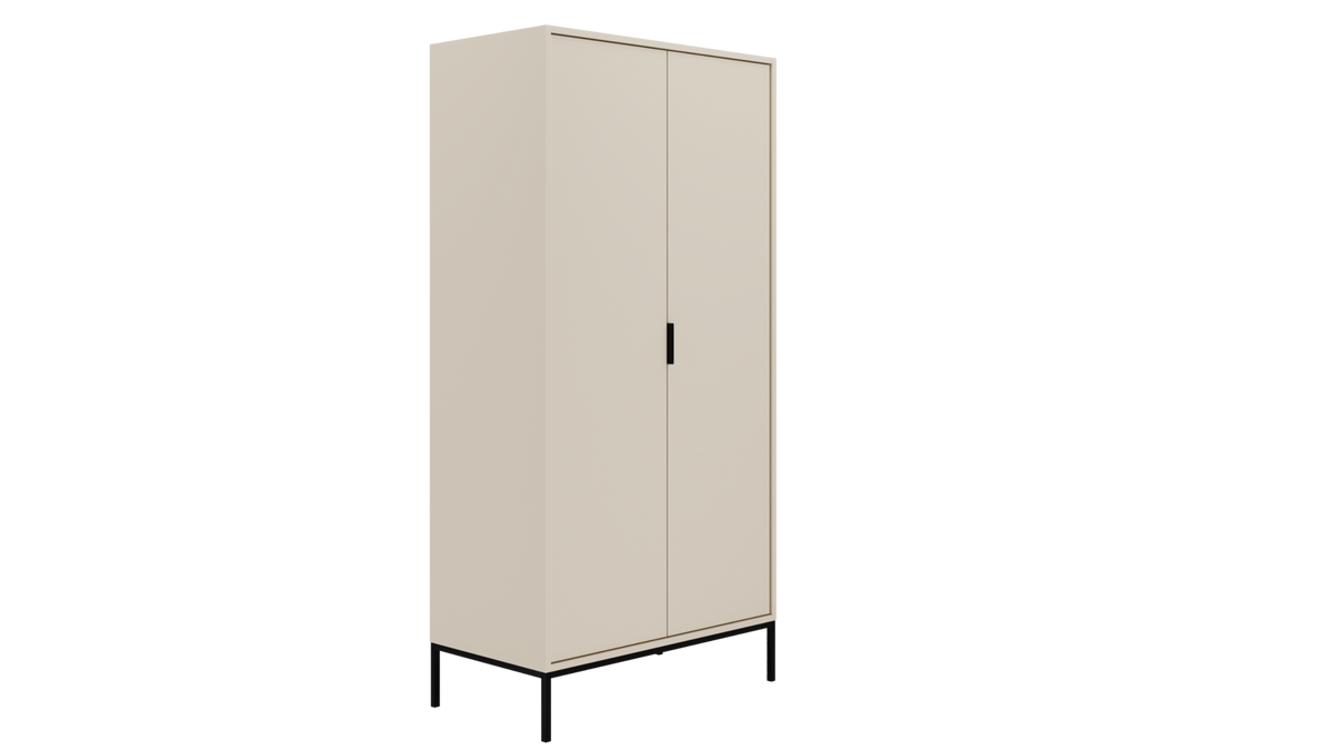 DREHTÜRENSCHRANK Austin - Kaschmir/Schwarz, Holzwerkstoff (55/205/100cm) - RAUMHIRSCH FURNITURE