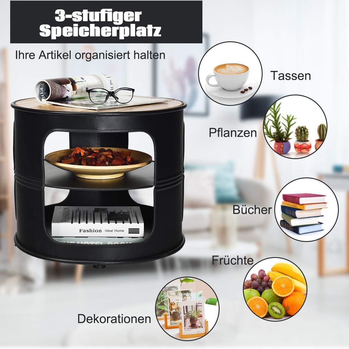 BEISTELLTISCH Industriell Schwarz - Schwarz, Metall (50/50/42cm) - COSTWAY