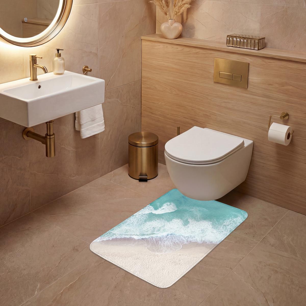 WC-VORLEGER Strand - Meer - Natur - Sommer WC Teppich 50x80 cm - Türkis, Textil (50/1cm) - OnlyWow