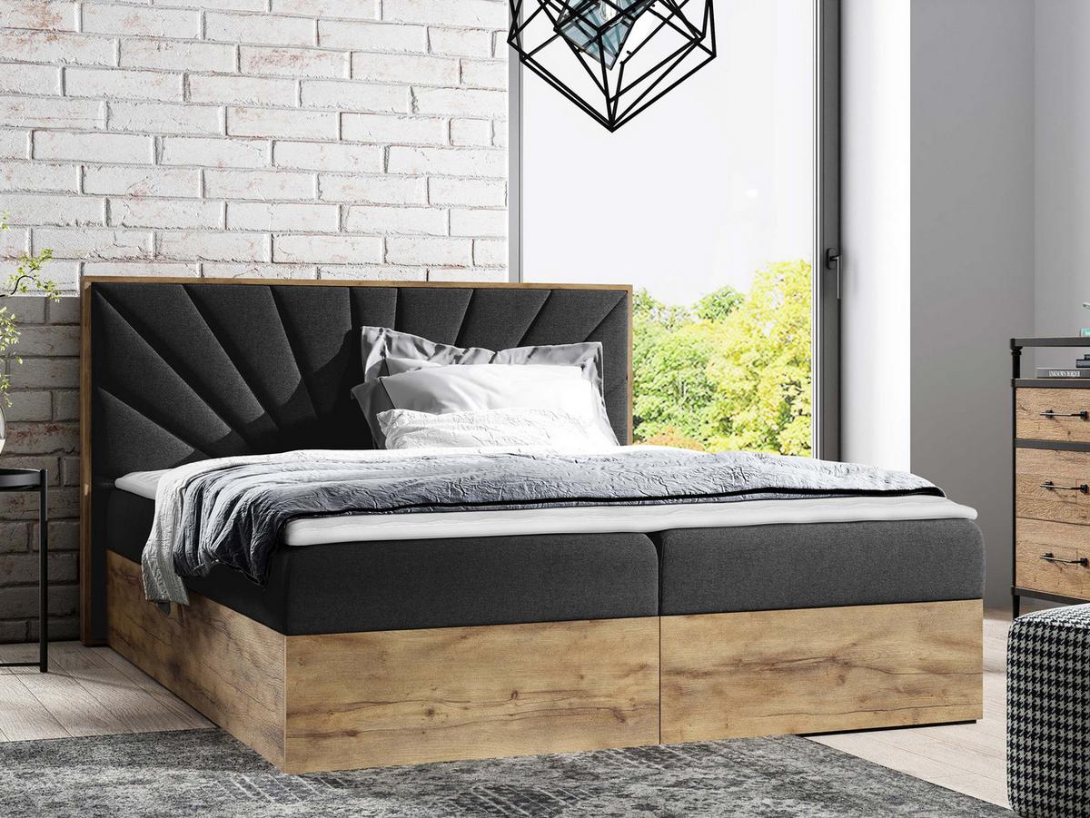 BOXBETT Wood 7 - H3 - Dunkelgrau, Holz/Textil (180/200cm) - MIRJAN24