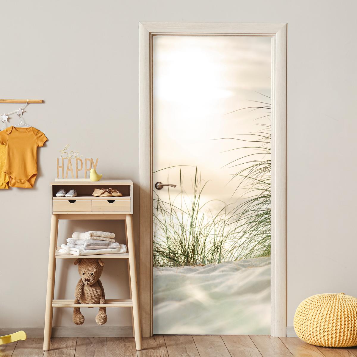TÜRAUFKLEBER Dünen am Wattenmeer 90x215 cm - Türtapete - Sandfarben, Kunststoff (90/0.1cm) - MuchoWow