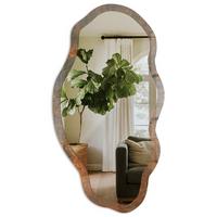 SPIEGEL 90x45 cm asymmetrisch mit Druck - Erdige Textur - Transparent, Glas (45/90/0.4cm) - TULUP