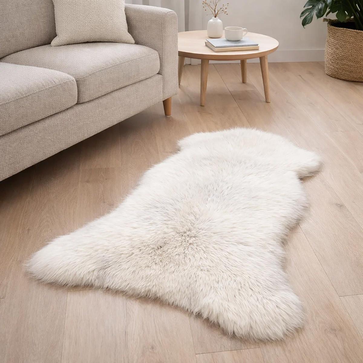 FELL Öko Lammfell Schaffell Hellgrau Töne wählbar ca. 105 cm - Hellgrau, Fell (55/105cm) - Provellus