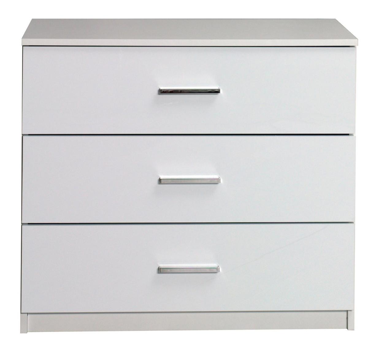 KOMMODE Weiß Hochglanz 93/80,5/42 - Weiß Hochglanz, Holzwerkstoff (93/81/42cm) - RAUMHIRSCH FURNITURE