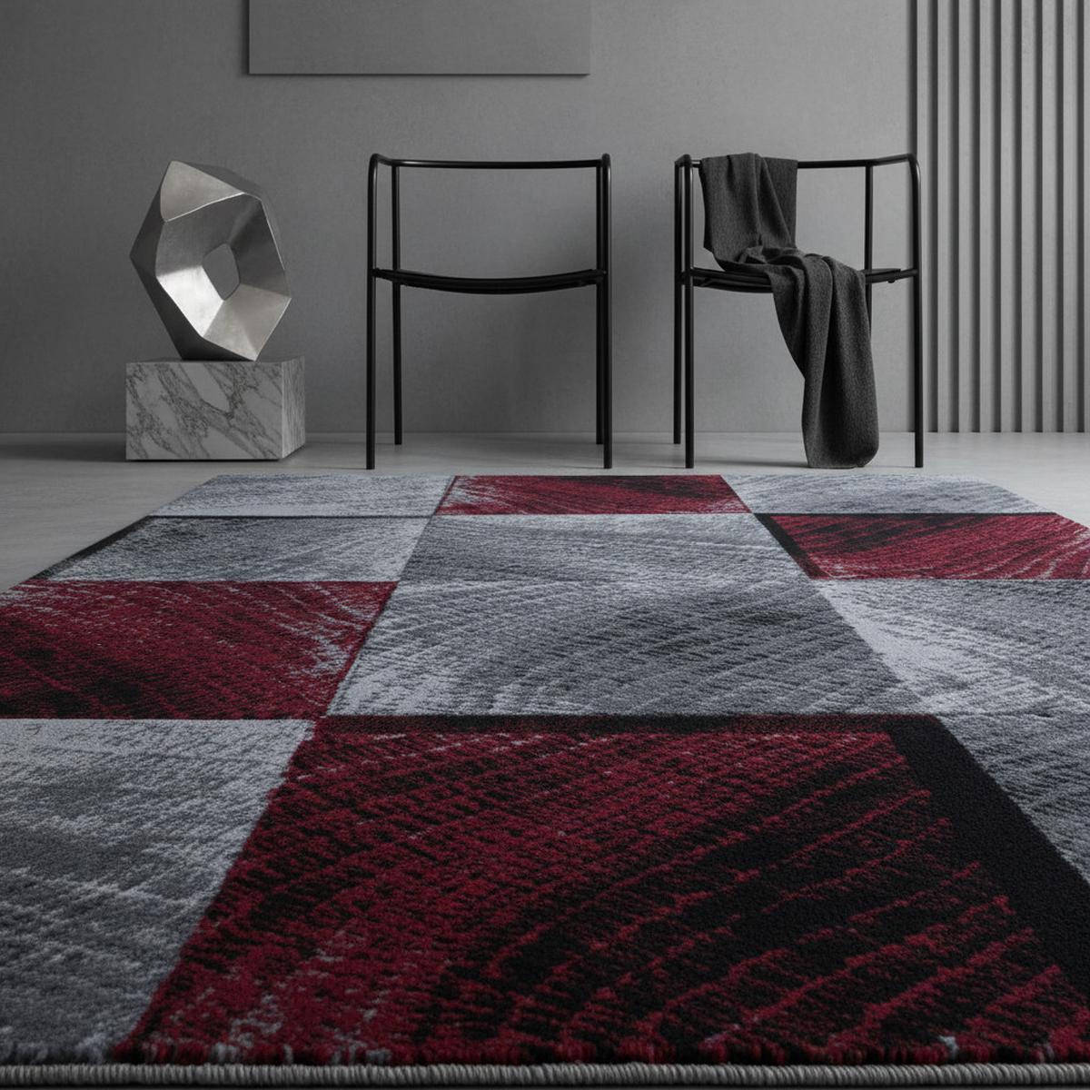 TEPPICH Kurzflor INN in Rot, kariert, 120 x 170 cm - Rot, Textil (170/120cm) - KADIMA DESIGN