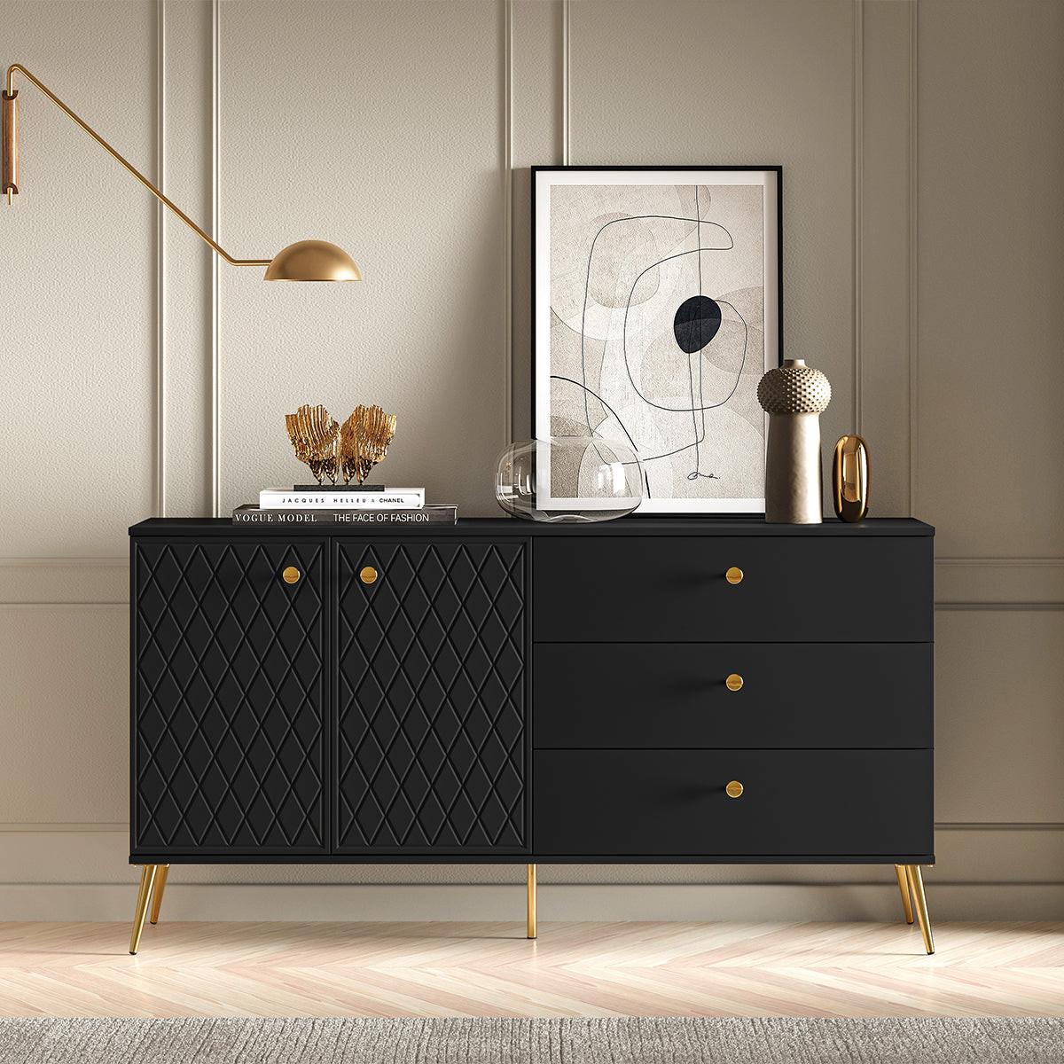 SIDEBOARD Manoé Schwarz - Schwarz, Holzwerkstoff (160/85/40cm) - Petits-meubles
