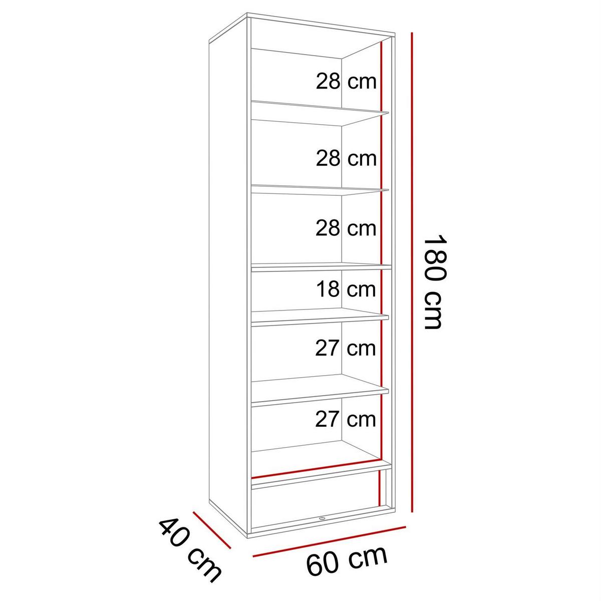 VITRINE VILLA II mit Wotan Eicheneinsatz - Eiche Wotan/Weiß, Holzwerkstoff (60/180/40cm) - Lookway