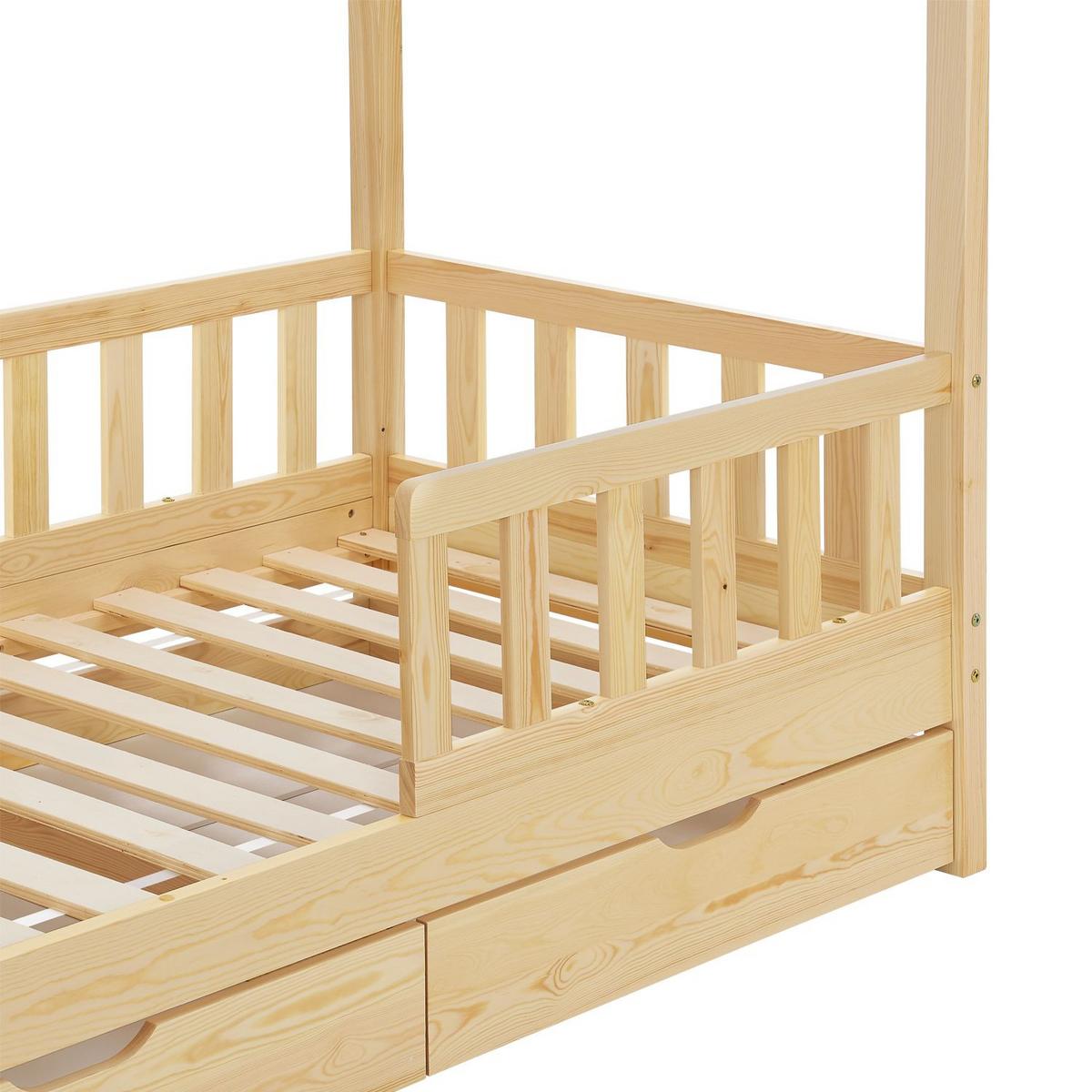 KINDERBETT Marli natur 90x200 cm mit Bettkasten - Naturfarben, Holz (90/200cm) - Juskys