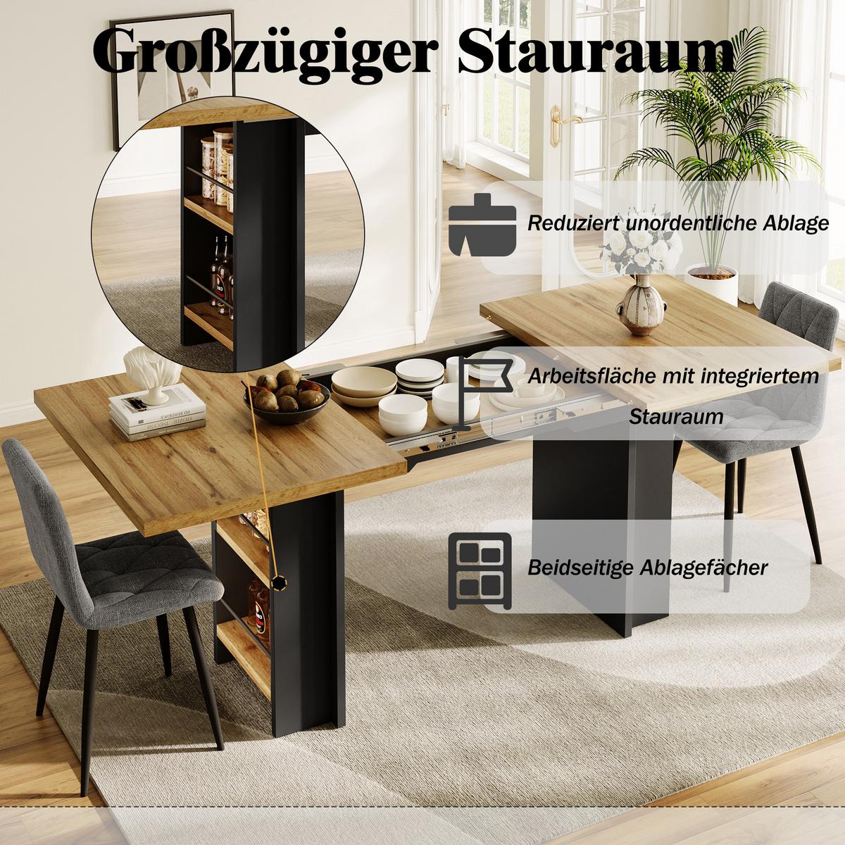ESSTISCH ausziehbar (120-160 cm) in holzoptik anthrazit - Naturfarben, Holzwerkstoff (80/160/75cm) - Urban Meuble