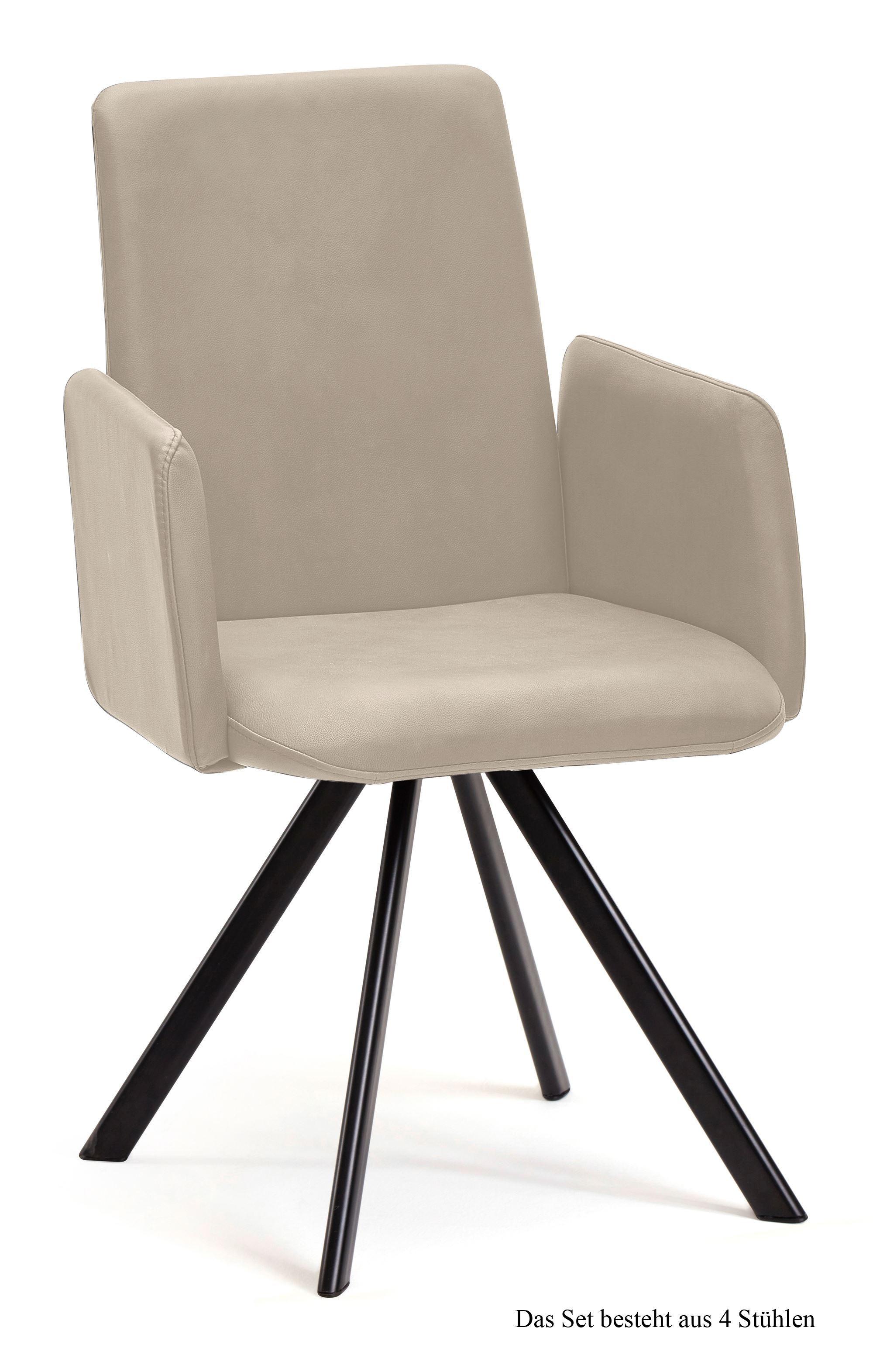 ARMLEHNSTUHL drehbar (4er-Set) Denys 52x92x60 Schwarz/Natur - Schwarz/Naturfarben, Kunststoff (60/92/52cm) - 58aufmkessel