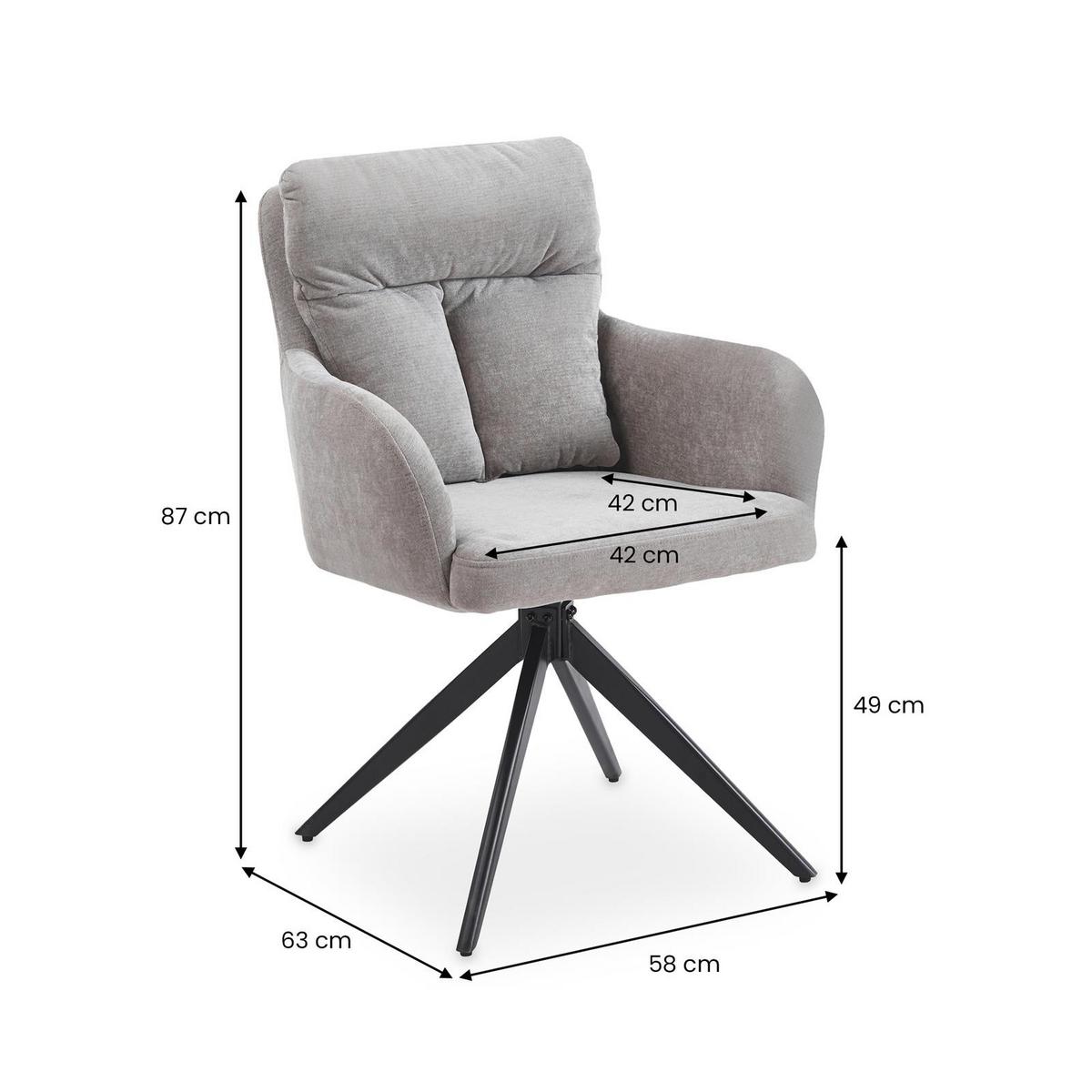 ESSZIMMERSTÜHLE ELARA 2er-Set grau - Grau, Textil (58/87/63cm) - IDIMEX