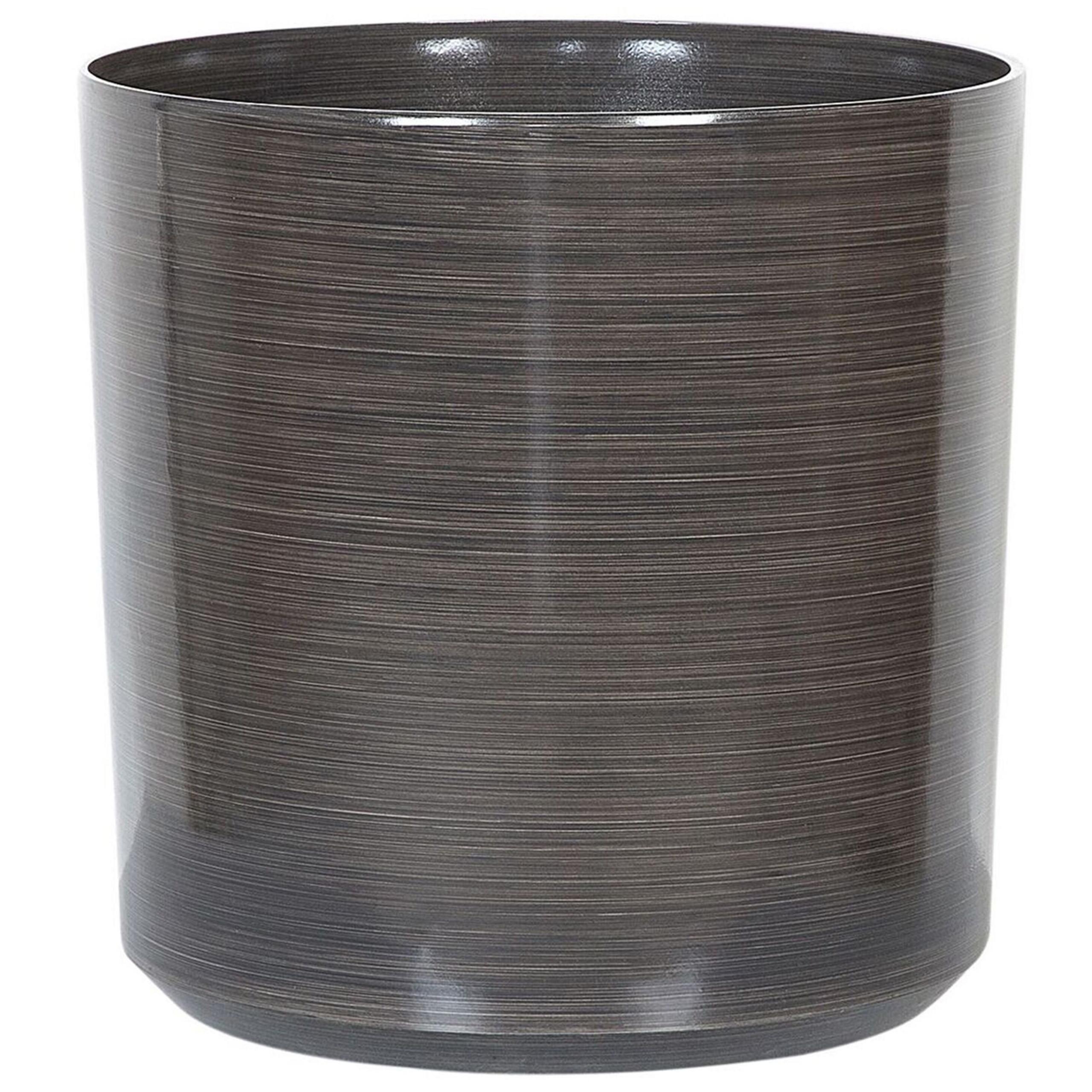 BLUMENTOPF dunkelgrau rund 35/35/35 cm Vagia - Dunkelgrau, Naturmaterialien (35cm) - Beliani