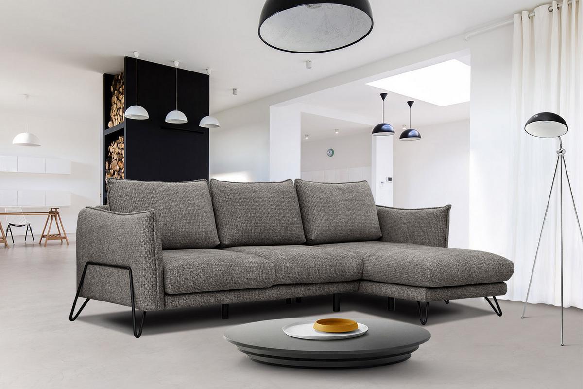 ECKSOFA HOSTEN 4-Sitzer, braun - Schwarz/Braun, Holzwerkstoff/Textil (269/158cm) - Wozimo