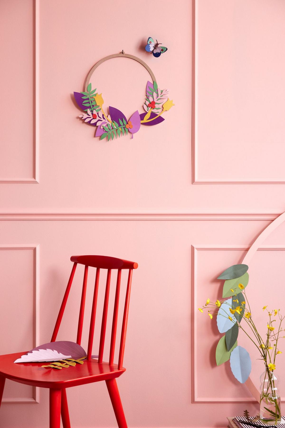 WANDDEKO Blumiger Schmetterling 31/31 cm - Multicolor, Wellpappe (31/31/1cm) - Studio Roof