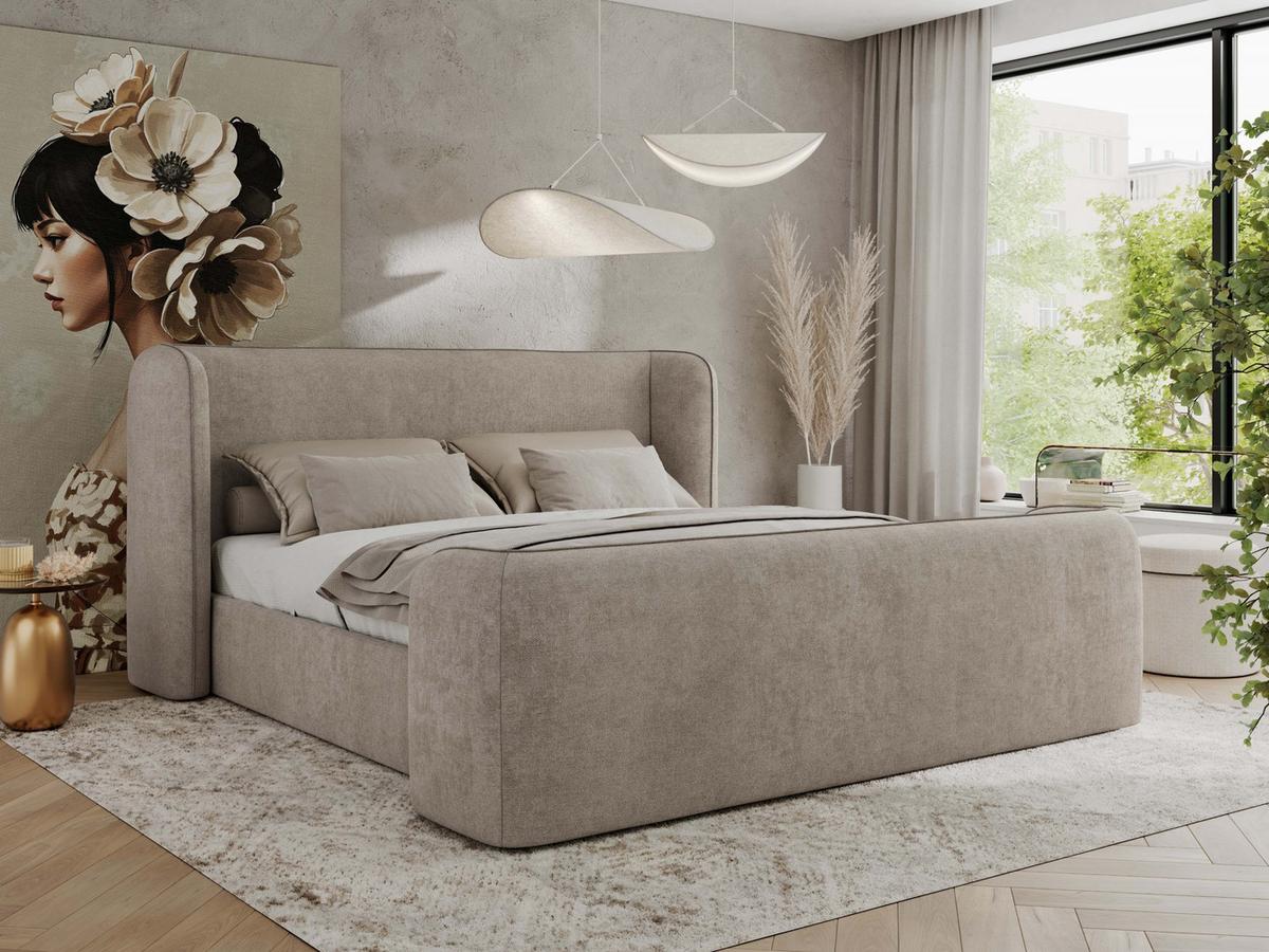 POLSTERBETT EMORA CLASSIC DUO 160/200 - Beige Strukture - Multipocket-Matratze - Beige, Textil (160/200cm) - MKS