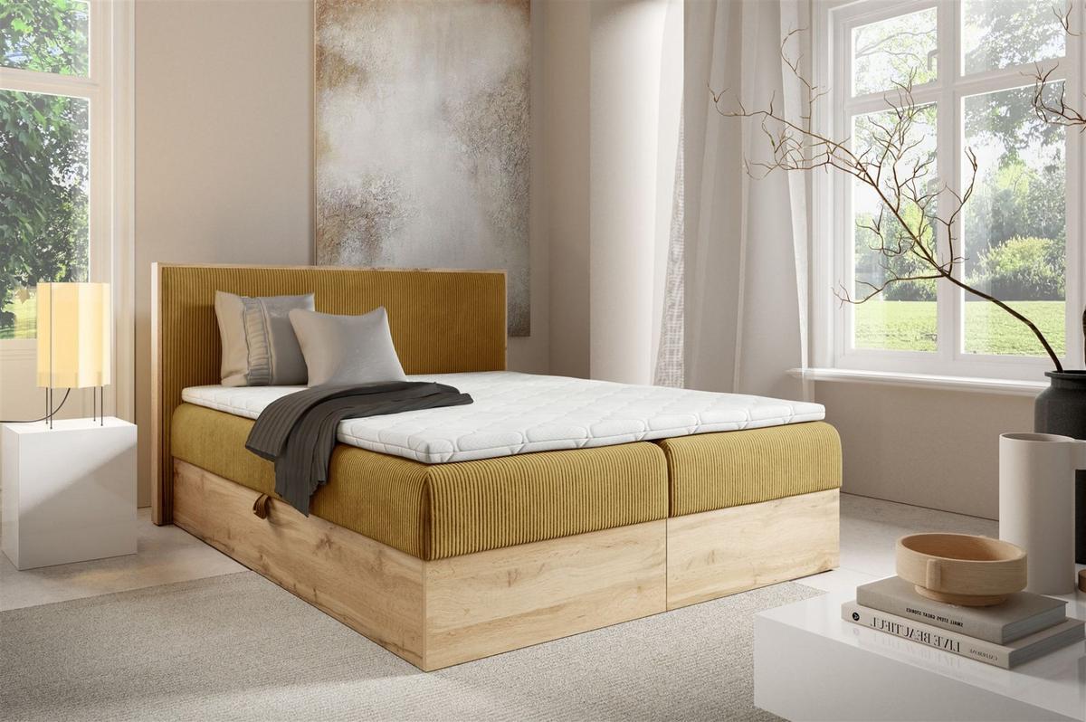 BOXBETT Roland - Gelb, Holzwerkstoff/Textil (200/200cm) - Fun Möbel