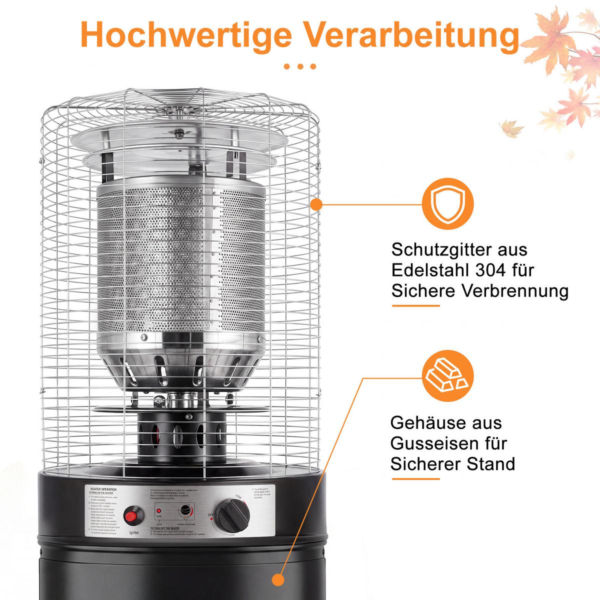 HEIZSTRAHLER Orvlen 45.5/34/136 cm - Schwarz, Metall (34/136/45.5cm) - ZMH