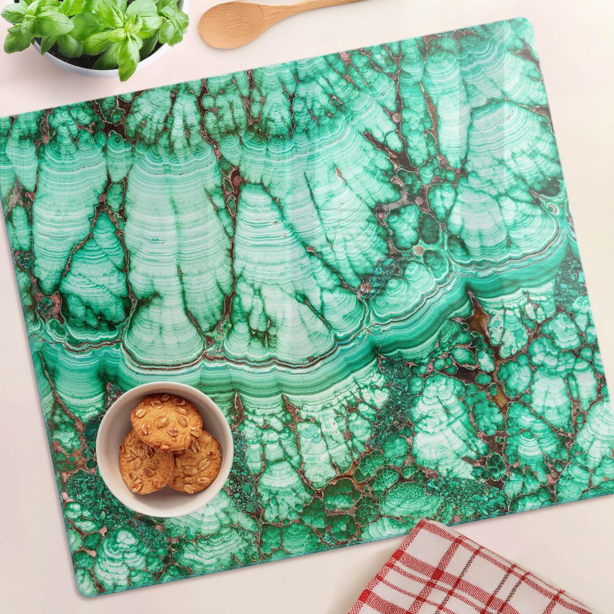 GLASPLATTE 60x52 cm Malachit - Olivgrün/Grün, Glas (60/0.4/52cm) - TULUP