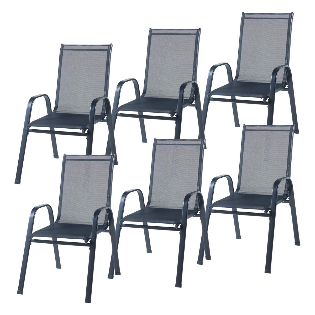 GARTENMÖBEL-SET 7 TLG. Aradeo - Schwarz, Textil/Metall - casa.pro