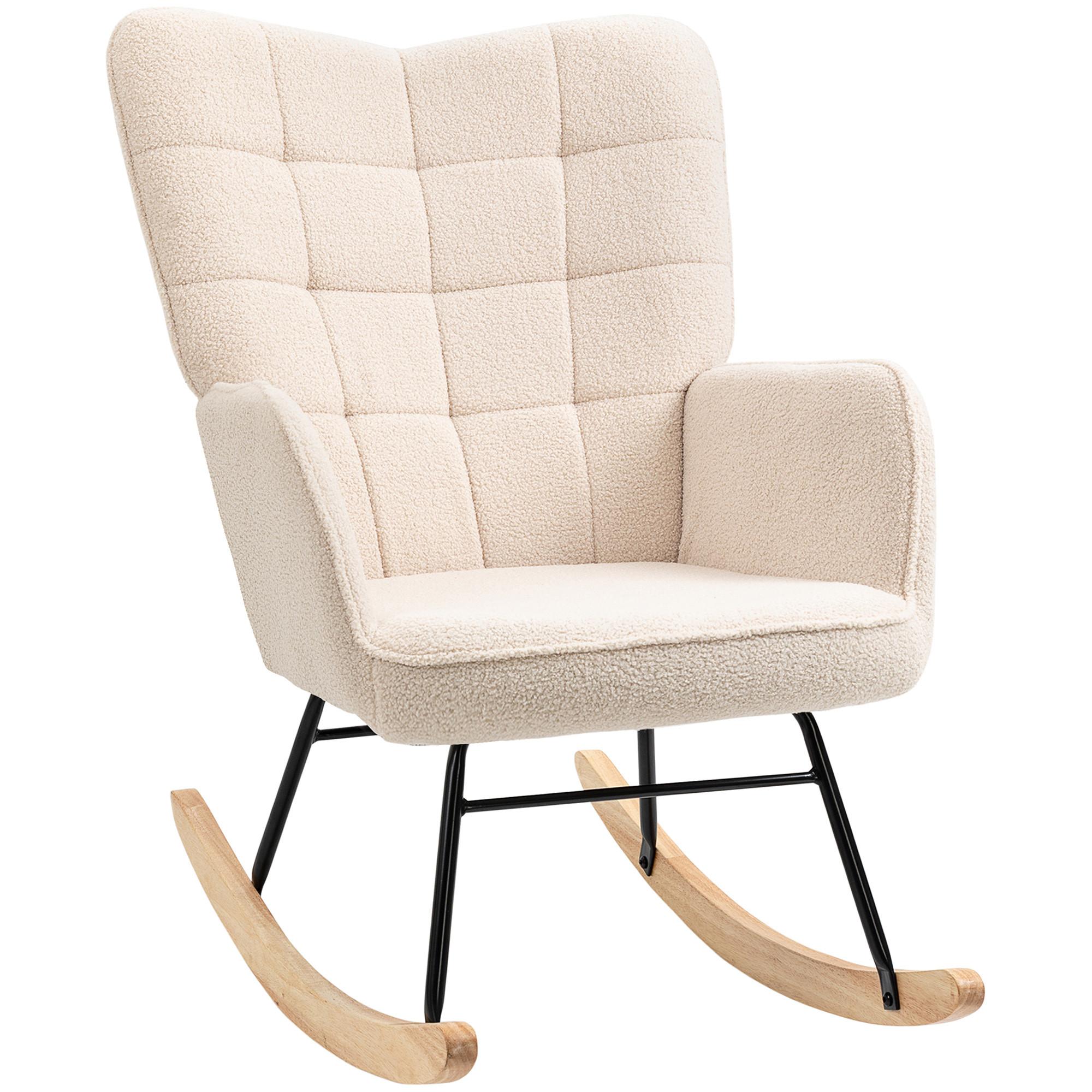 SCHAUKELSTUHL Sessel Relaxsessel bis 120 kg, Polyester, Beige 98x71x101cm - Champagner/Beige, Buchenholz/Textil (98/101/71cm) - HOMCOM